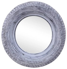 Espelho 50 cm pneu de borracha recuperado branco