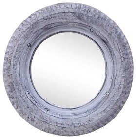 vidaXL Espelho 50 cm pneu de borracha recuperado branco
