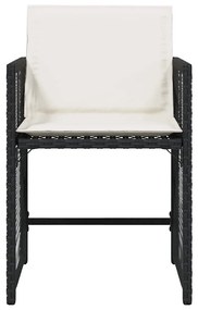 Cadeiras de jardim com almofadões 4 pcs vime PE preto