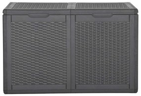 Caixa de arrumação para jardim 180 L vime PP preto