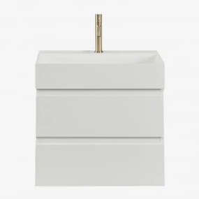 Conjunto De Móvel De Casa De Banho Em Madeira E Chapa De Freixo Com Lavatório Integrado Ona Branco & Sem Espelho & Dourado - Sklum