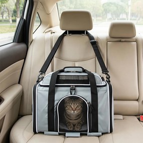 Transportadora para Animais de Estimação, 46 x 29 x 28 cm, 3 em 1, Cinzento