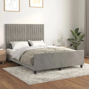 Estrutura de cama sem colchão 140x200 cm veludo cinzento-claro