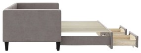 Sofá-cama c/ gavetão/gavetas 80x200 cm tecido cinza-acastanhado