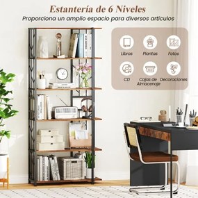 Estante de 6 prateleiras com estrutura metálica 80 x 31 x 180 cm Castanha