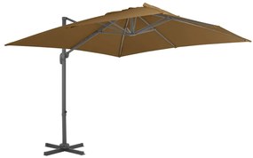 vidaXL Guarda-sol cantilever c/ poste alumínio cinzento-acastanhado