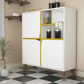 Armário Multiuso Pulse – Branco e Amarelo – 100x115x30 cm