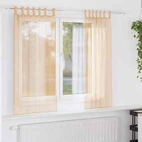 vidaXL Cortinas de voile com laços 2 pcs areia 140x175 cm