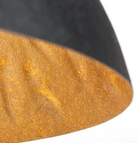 Candeeiro de suspensão industrial preto com dourado 70 cm - Magna Moderno