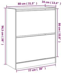 Sapateira 80x34x96,5 cm derivados de madeira cinzento cimento