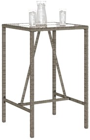 Mesa de bar para exterior 70x70x110 cm vime PE cinzento