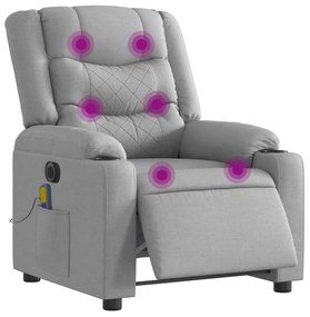 Poltrona de massagens reclinável elétrica tecido cinzento-claro