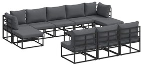 Conjunto de Sofá de Jardim 11 pcs Preto 70 x 70 x 32 cm