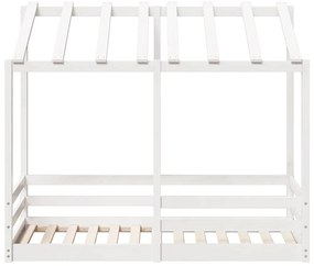 Cama infantil com telhado 80x160 cm pinho maciço branco