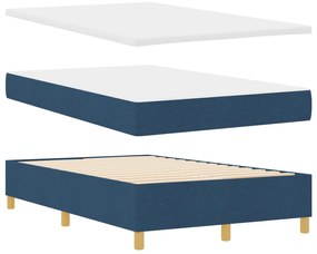 Cama Estrado com Colchão Azul Cama de Casal Pequena Tecido