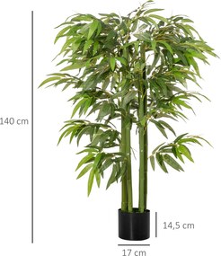 Planta artificial de bambu, árvore artificial de 140 cm com vaso, planta artificial verde para decoração de interiores