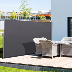 Outsunny Toldo Lateral Retrátil para Terraço Pátio ou Jardim Toldo de Privacidade para Exterior Dobrável 300x160cm Cinza