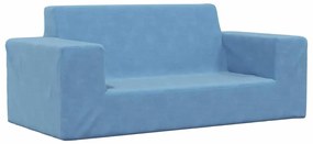 vidaXL Sofá infantil de 2 lugares pelúcia azul