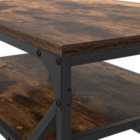 mesa de centro com prateleira carvalho defumado 90x50x40 cm madeira de