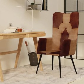 339660 vidaXL Poltrona de apoio couro genuíno castanho