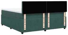 Cama com molas/colchão 200x200 cm veludo verde-escuro