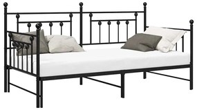 Estrutura de Daybed com Cama Extra VidaXL Preta 90x190 cm Aço