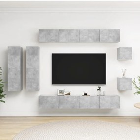 vidaXL 8 pcs conjunto de móveis de TV derivados madeira cinza cimento
