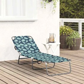 Espreguiçadeira Dobrável Padrão de Folhas Tecido Oxford 600D