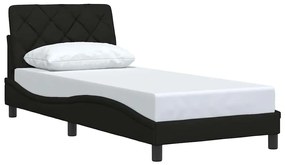 Estrutura de cama sem colchão 90x190 cm tecido preto