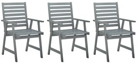 vidaXL Cadeiras de jantar para jardim 3 pcs acácia maciça cinzento