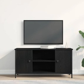 Armário de TV vidaXL Carvalho Preto 100x40x50 cm Madeira e Aço