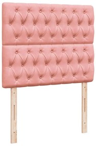 Cama box spring c/ colchão luzes e LED 120x190 cm veludo rosa