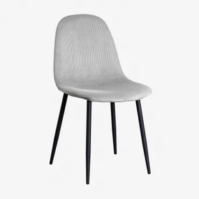 Glamm Estofada Cadeira De Jantar Preto & Bombazina Cinzento-marinho & Pana - Sklum