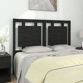 Cabeceira de cama 125,5x4x100 cm pinho maciço preto