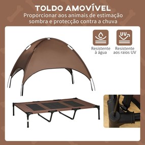 PawHut Cama Elevada para Animais de Estimação Portátil com Toldo Amoví