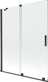 Mexen Velar painel de banheira deslizante de 2 asas 140 x 150 cm, transparente, preto - 896-140-000-01-70