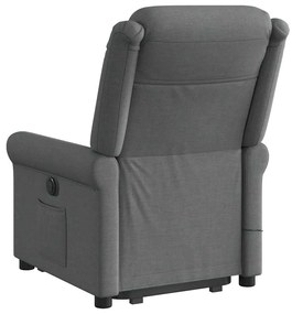 Poltrona elevatória de massagens tecido cinzento-escuro
