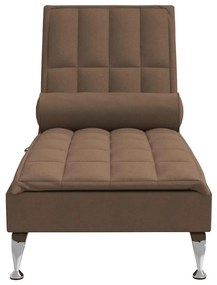 Chaise lounge de massagem com rolo tecido castanho