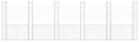 Cesto gabião em forma de U c/ 6 postes 620x20x200 cm ferro