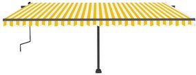 Toldo retrátil manual com LED 500x350 cm amarelo e branco