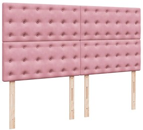 Cama com molas/colchão 200x200 cm veludo rosa