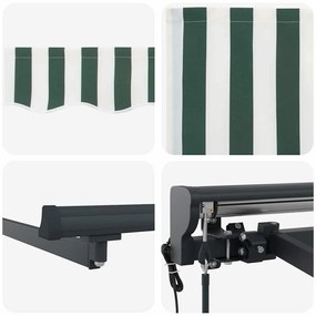 Toldo Retrátil Manual Verde e Branco 400x300 cm
