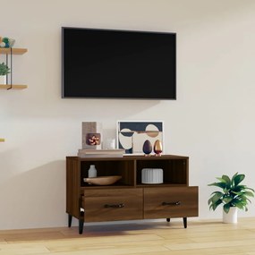 Móvel de TV Calibro com 2 Gavetas e Prateleiras de 80 cm - Castanho -