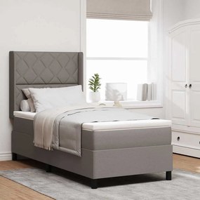 vidaXL Cama Box Spring LED Cinzento-acastanhado 100 x 200 cm tecido