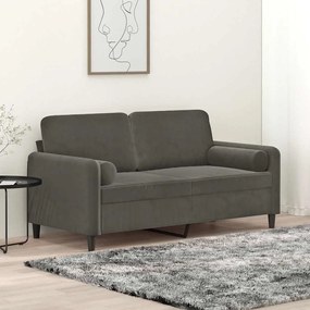 vidaXL Sofá 2 lug. c/ almofadas/almofadões 140 cm veludo cinza-escuro