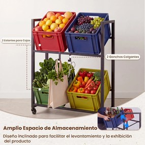 Estante para Caixas de Bebidas, 72,5 x 32 x 89,5 cm, 4 Rodas Giratórias, Preto