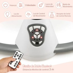 Baloiço elétrico para bebés com 5 níveis de balanço Temporizador Cinto de segurança Cinto de segurança Brinquedos Altifalante e controlo remoto Cinzen
