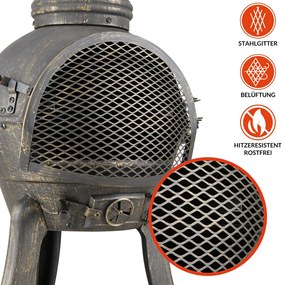 Fogão de terraço Chimenea com atiçador e tampa Ø44 x 112 cm Efeito ferrugem