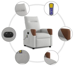 Poltrona massagens reclinável elétrica tecido cinzento-nublado