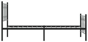 Estrutura de cama com cabeceira e pés 75x190 cm metal preto